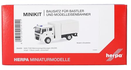 Herpa Modellbausatz MiniKit MAN TGM MzGW, Miniatur im Maßstab 1:87, Sammlerstück, Kit für Modellbau, Kunststoff, weiß