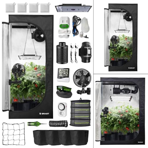 BRAST Growzelt GrowBox | Komplettset inkl. Sonderzubehör | viele Größen | Vollspektrum LED Technologie, Belüftungs- & Bewässerungssystem, licht & wasserdicht | 70x70x160cm