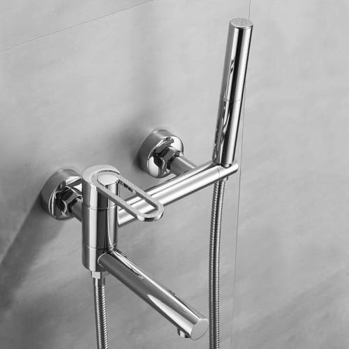 Miscelatore per Vasca da Bagno A Parete con Attacco Doccia, Miscelatore per Bagno con Maniglia Singola Rubinetto per Vasca, Chrome