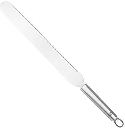 Dr. Oetker Kuchenmesser 48cm, Küchenhelfer aus hochwertigem Edelstahl, zum senkrechten und waagerechten Schneiden geeignet, feine Zahnung an der gesamten Schneide, (Farbe: silber), Menge: 1 Stück