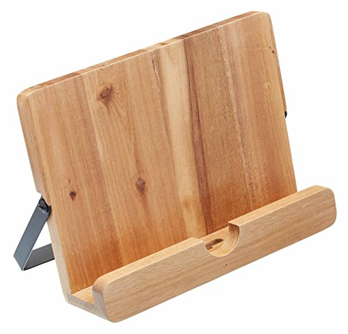 KitchenCraft Natural Elements Kochbuch und Tablet Ständer aus Akazienholz - 25 x 25 x cm - Braun - aus ökologischem Material - nachhaltig - Leseständer - Buchstütze