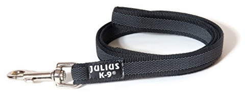 Julius-K9 218GM-S1 Laisse antidérapante Color & Gray avec poignée, 14 mm x 1 m, Noir-Gris