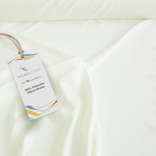 TOLKO 1m Modestoff | Dekostoff universal Stoffe zum Nähen Meterware Dekorieren | Blickdicht, knitterarm | 150cm breit Bekleidungsstoffe Dekostoffe Vorhangstoffe Basteln Patchwork (Creme Weiß)