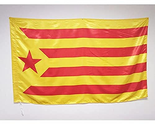 AZ FLAG Bandera Cataluña Estelada Vermilla 150x90 cm Catalana Satén Funda | Uso interior y exterior Enseña costuras dobles y bordes reforzados con funda para mástil
