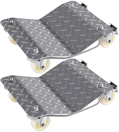 SucceBuy Chariot de Manutention Voiture 2Pcs, Chariot de Deplacement Voiture x 2, 500kg/Pc, Aide à la Manœuvre Aide au Transport