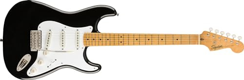 Squier by Fender Classic Vibe '50s Stratocaster Chitarra Elettrica, Tastiera in Acero, Nera, Un Tributo alla Mitica Strat degli Anni '50