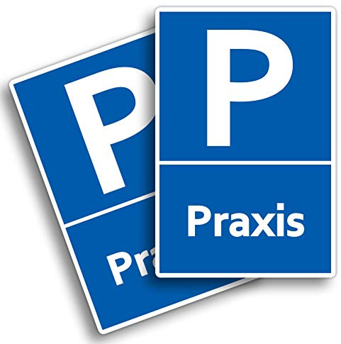 STROBO 2 Stück Praxisparkplatz Hinweisschild | Stabile 3mm Hartschaumplatte als 30x20cm Schild mit UV-Schutz für den Außenbereich und Innenbereich