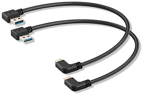 Oxsubor USB C 90 Degree Right Angle Cable Extension USB 3.0 Type c Cable Left & Right Angle Male by (20CM,8IN)(2 Pack)