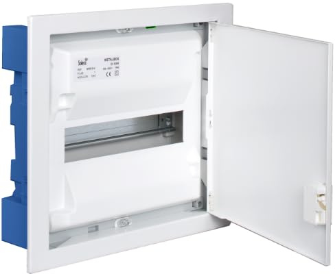 Boîte de distribution à encastrer dans cloison creuse de 14 éléments 362x327x88mm cadre métallique et porte blanc SOLERA MP14
