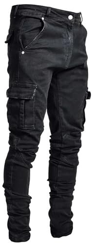 Pantete Men's Slim Fit Jeans Flex Waist Fashion Skinny Cargo Denim Pants
