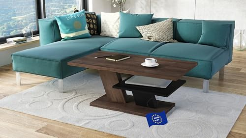 Mazzoni Cliff Couchtisch 110x60cm mit praktischer extra Ablage modern stabil vielseitig als Wohnzimmertisch Beistelltisch Sofatisch Zeitloses Design platzsparend robust für Wohnzimmer kleine Räume