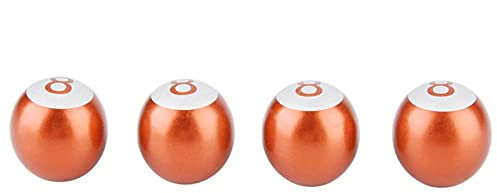 Motorcycle Wheel Tire Valve Stem, 4Pcs Aluminum Alloy Car Truck 8-Ball Tire Air Valve Stem Caps Wheel Dust Covers (Orange)