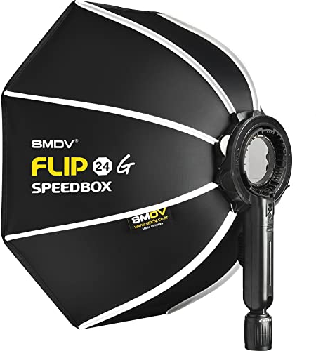 Impulsfoto SMDV Softbox Speedbox-Flip 24 | 60 cm Ø | 525 x 130 mm | Einsatzbereit in 1 Sek. | Mit Adapter für Godox V1