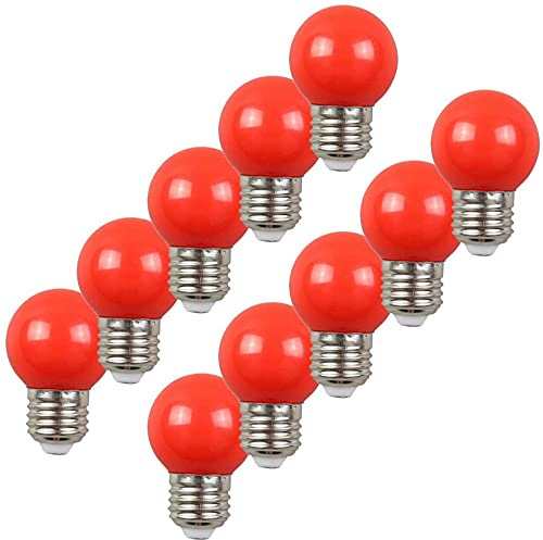 Aiwerttes 10er Pack Farbige LED-Lampen E27 G45 2W Glühbirnen, LED Farbige Golfballbirne, Rotes Golflicht für Outdoor Indoor Dekorativ