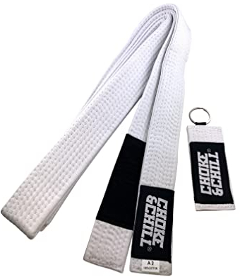 Choke&Chill BJJ - Cinturón brasileño Jiu-Jitsu con llavero para adultos y niños, Luta Livre (blanco, M2)