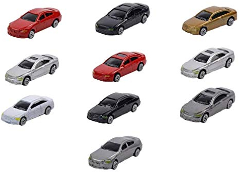 Harilla 10 Pack 1/87 Ho Maßstab Modellautos, 1:87 Lackierte Model Autos, Ho Scale Modell Zugfahrzeuge für HO/TT Bahn Landschaftsgebäude