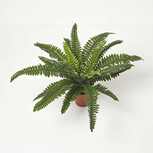 Homescapes Kunstpflanze Nephrolepis Exaltata, künstlicher Schwertfarn für den Indoor-Bereich, üppiger Kunstfarn im Topf, künstliche Tropische Pflanze, 45 cm