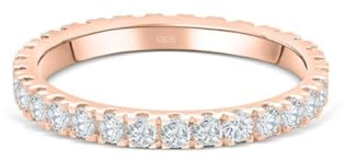 Lisandra Scott Eternity Ring Treasure 925 Sterlingsilber mit Zirkonia Kristall Damenring in Silber, Rosegold und Gold für Damen, Frauen mit Funkelnden Steinen Breit