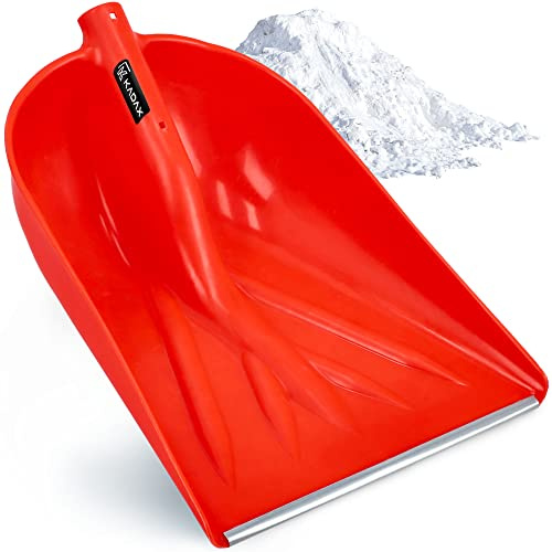 KADAX Pelle à neige orange - Pelle à neige sans manche - Pelle à neige avec bord en aluminium - Pelle à neige en plastique - Pelle à neige (1, largeur : 38,5 cm)