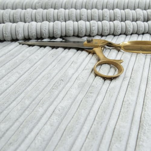Soft Jumbo Corduroy Textile Home Upholstery Fabric, Silver | By The Metre, Corduroy