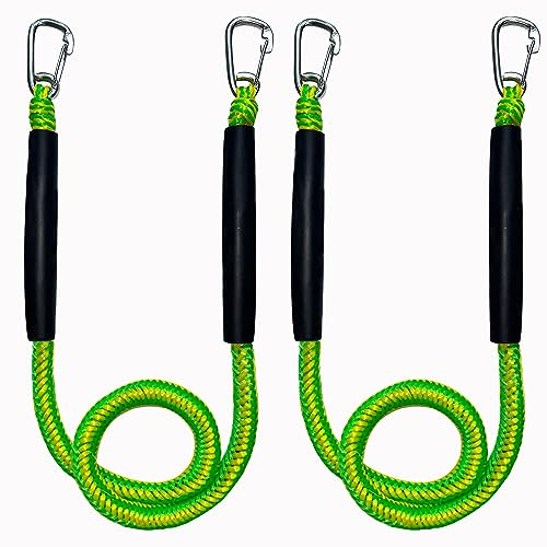 Bungee-Boots-Dockleine, Bootsseil, Festmacherseil mit doppelten 316 Edelstahl-Clips, Zubehör für Bassboot, Jetski, Kajak, Ponton, Wasserfahrzeuge, Waverunner, SeaDoo, Kanu, 2 Packungen, 1,2 - 1,8 m,