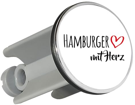 Huuraa Waschbeckenstöpsel Hamburger mit Herz Geschenk | Universal Stopfen 4cm höhenverstellbar Abflussstopfen Geschenkidee Stöpsel mit Motiv für das Waschbecken