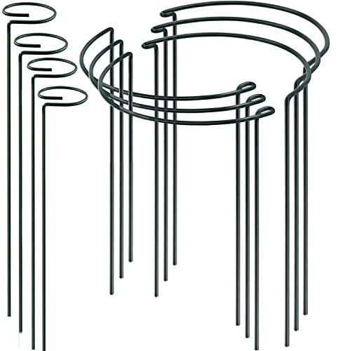 10 Pièces Tuteurs pour Plantes, 2 Support de Jardin Design 40cm Rond et Demi en Métal Plante Anneau Bord Fleur, Vert