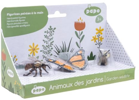 PAPO Set di 3 figure - Animali da giardino - L'ape, la lumaca e la farfalla