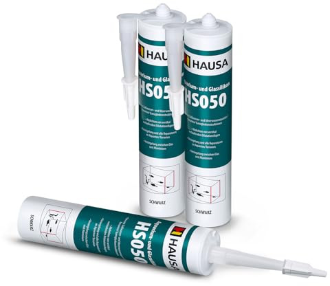 HAUSA Aquarium Silicone Verre Silicone HS050 Colle et mastic silicone professionnels pour aquariums terrariums et constructions en verre, Résistant à l'eau douce et à l'eau de mer 3x310ml noir