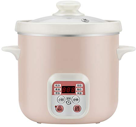 Faitout électrique, mijoteuse à doublure en céramique de 1,8 L, petit ustensile de cuisine professionnel avec couvercle en verre trempé et bol en céramique amovible, pour 1 à 2 per