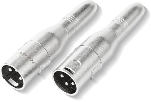 pegcabac XLR 3 Pin Male to 1/4 6.35mm Female Jack Socket Audio Adapter, Professional Grade Conversion Adapters, Audio Cable Mic Cord Adapter Plug, Silver 2-Pcs