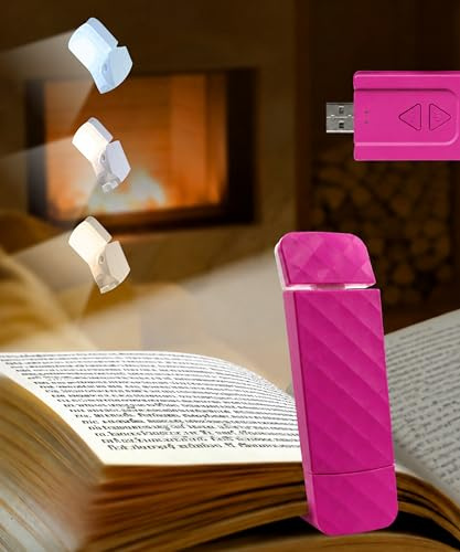 Runesol Leselampe Buch Klemme Heißes Rosa, USB-aufladbare Leselicht, 3 augenschonende Modi Buchlampe für das Lesen im Bett, Reading Light mit 80 Stunden Akkulaufzeit