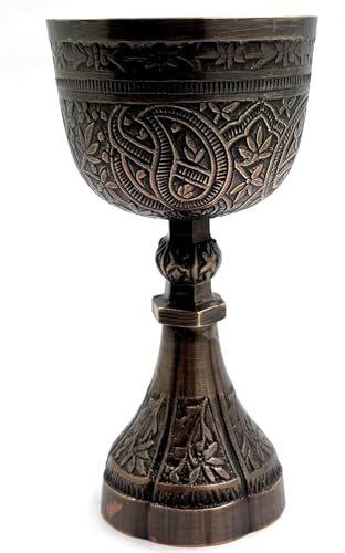 Morcomart 1 x Messing-Weinkelch, 266 ml, schwerer Boden für Stabilität, inspiriert von Games of Thrones, Kelch, Kommunionstasse, ideal für Eistee, Wein, Saft, Cocktails und mehr,