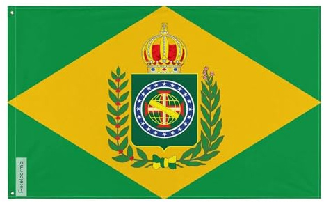 Pixelforma Bandera del imperio de Brasil durante el segundo reinado en varios tamaños, 100% poliéster impresión con doble dobladillo 90x150cm 2. 2 ojales izquierdos