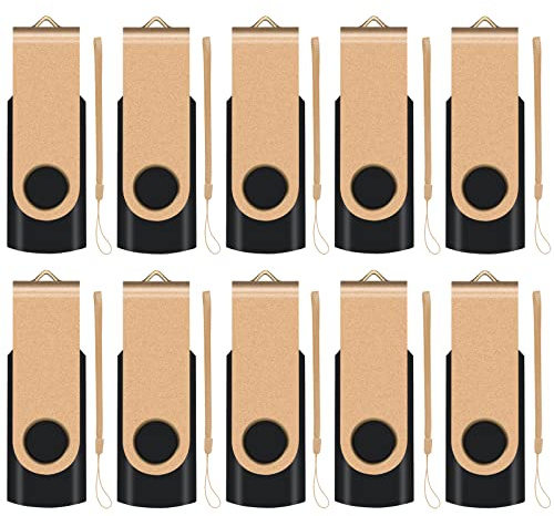EASTBULL 8GB USB-Stick 2.0 Flash Laufwerke Speicherstick, 10 stück Gold