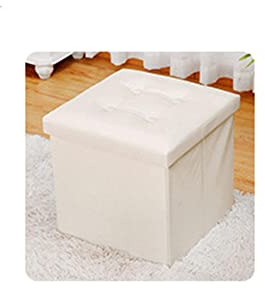 Klappbare Bankbox mit Deckelsitz, Leder-Fußhocker, Spielzeugkiste, quadratischer rechteckiger Fußhocker, wasserabweisender Fußhocker, beige-38 * 38 * 38 cm