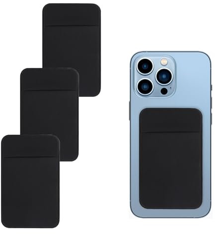 Joynine 3 Pièces Porte-Cartes Adhésifs pour Téléphone | Portefeuille à Coller pour Smartphone | Pochettes Extensibles en Tissu - Emportez avec Vous Votre Carte d'Identité et Votre Carte de Crédit