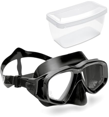 Sea-Lion Tauchmaske Schwarz, Einsteiger-Taucherbrille | Einsteiger-Taucherbrille mit stoßfestem Polycarbonat-Rahmen, verstellbarem Silikon-Kopfriemen, kratzfestem Glas, bis 30 m