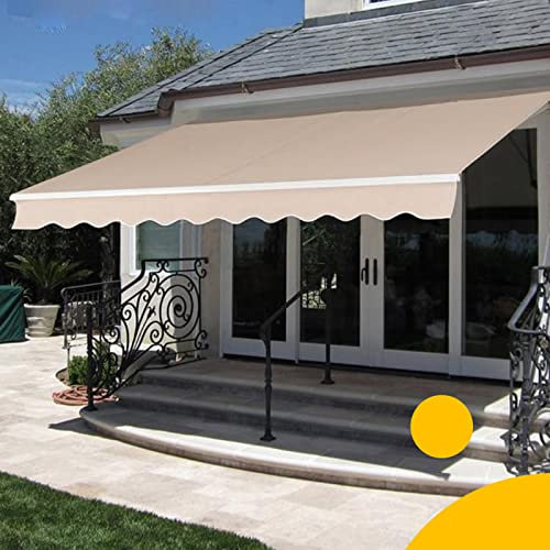 GMBAYUE Klemmmarkise Ohne Bohren, Balkon Markise, 100% Polyester, UV-Beständig, Höhenverstellbar, Sonnenschutz, Wasserabweisend(Color:Beige,Size:300cm(118in))