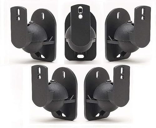 Techsol 50 Pack of Speaker Wall Mount Brackets (Black - Universal - Adjustable) for Book shelf speakers, surround sound speaker bracket, rear speaker mounts Bose, Sony, Panasonic, Samsung and More