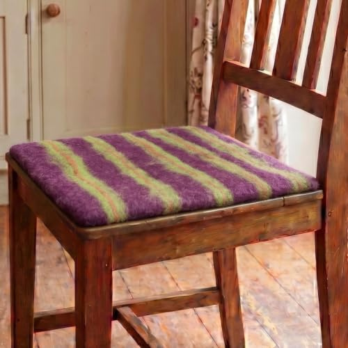 GURU SHOP Filz Stuhlauflage, handgefertigtes Sitzkissen 35x35 cm, lila Lemon/Hellbraun