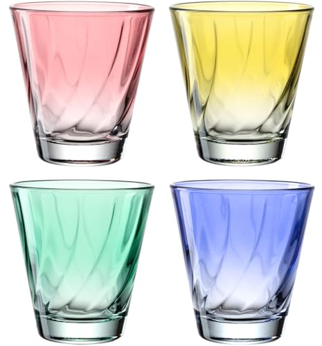 LEONARDO HOME Twist Trinkglas-Set, 4er Set, spülmaschinenfestes Saft-Set, hochwertige & moderne Trink, ergonomische, alltagstaugliche & geschwungene Wasser, 215 ml, 046974