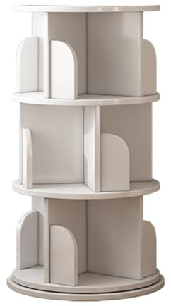 Btsunotr Drehbares Bücherregal 360° - 3/4/5/6-stufiges Standregal zur Aufbewahrung, Stapelbarer Organizer, Vitrinenschrank für Schlafzimmer, Wohnzimmer (Weiß, 40*97cm)