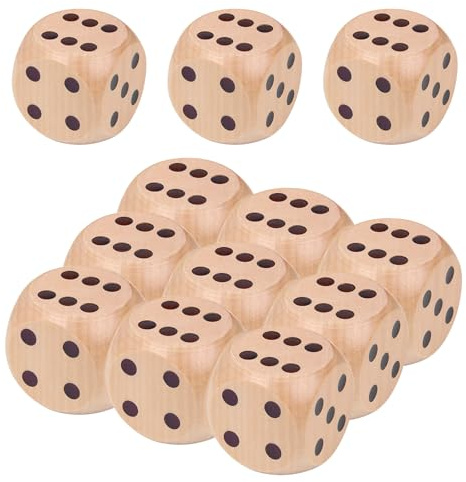 12 Stück Würfel Groß 30mm Würfel Holz Spielwürfel Natur Holz Große Würfel Set Würfelspiel für Kartenspiel Partyspiele Kinder Spiele Zubehör