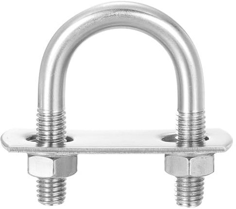 QUARKZMAN Pernos en U Redondos 4 Sets 25mm (0.98) Ancho Interior 52mm Longitud M8 Perno de Abrazadera en U de Acero Inoxidable 304 con Tuercas y Placas para Remolque de Barco