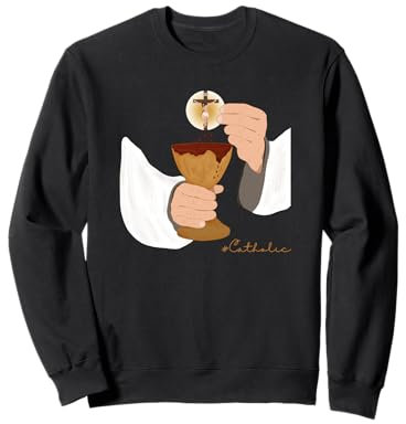 Prêtre tenant calice et eucharistie avec Jésus-Christ Sweatshirt