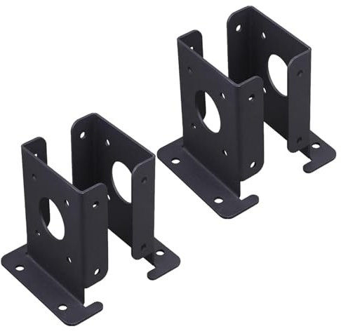 Ancla de poste de cerca de madera, Ancla de poste resistente - Base de anclaje para poste de pérgola de valla de madera ajustable | Anclajes de pérgola de soporte estable, Base de medio poste negro pa