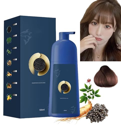 Crème colorante pour cheveux à base de plantes Zhihuashi, Shampooing colorant à bulles Zhihuashi, Shampooing colorant pour cheveux à base de plantes Qiweitang Bubble pour femmes et hommes(Tea Brown)