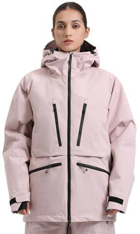 GSOU SNOW Womens Mens Waterproof Ski Jacket Warm Winter Snow Coat Mountain Windbreaker Hooded Raincoat Jacket Pink M