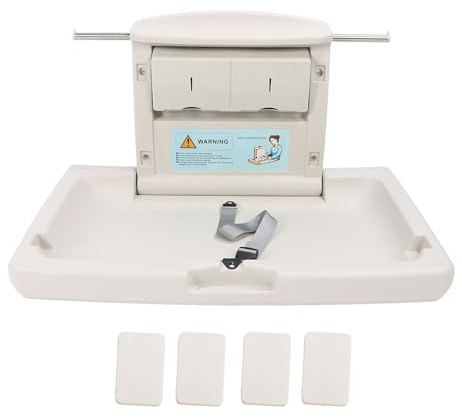 Estación para Cambiar Pañales Plegable para Bebés, Mesa para Cambiar Pañales Montada en la Pared con Correa de Seguridad y Protectores Laterales Protectores, Estación para